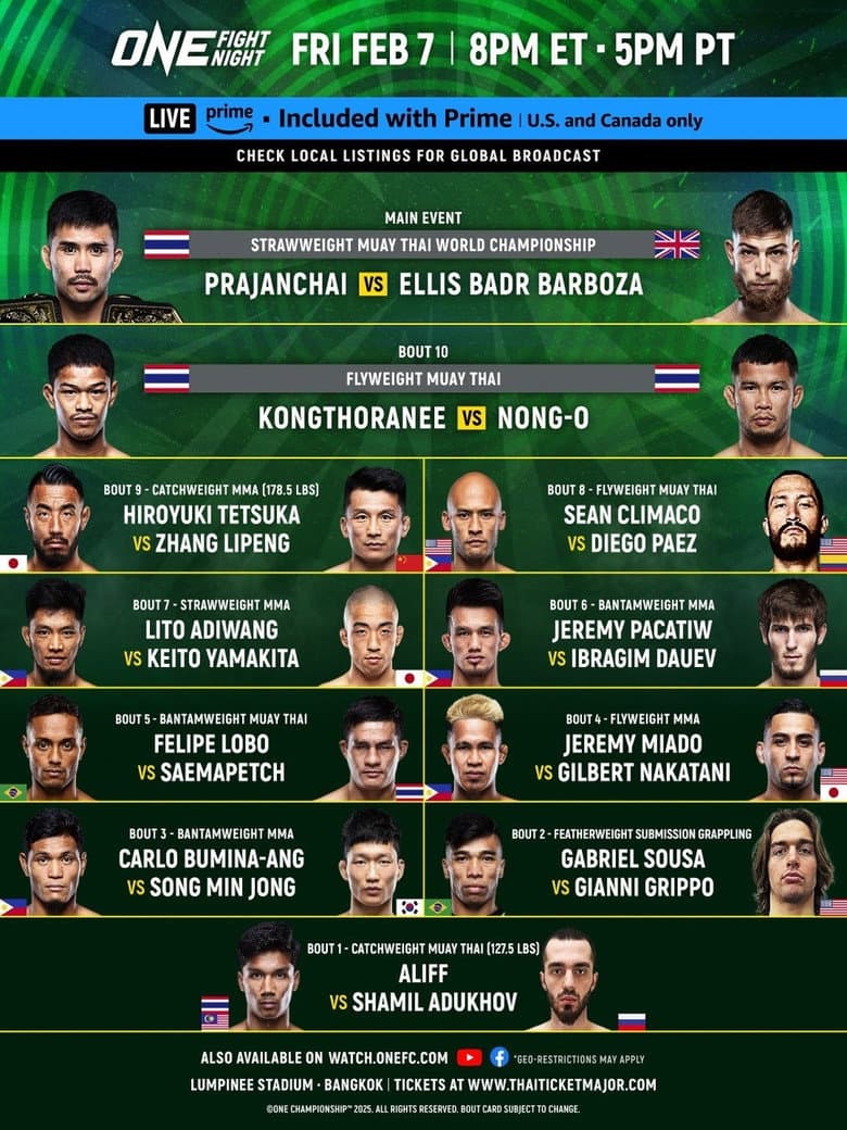 ONE Fight Night 28: Prajanchai vs. Barboza